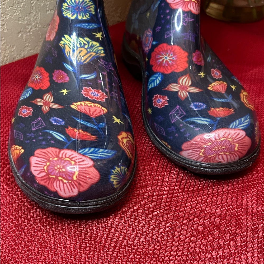 Sloggers Women's Floral Blue Rain Boots Size 9 sku#139 - Picture 4 of 16